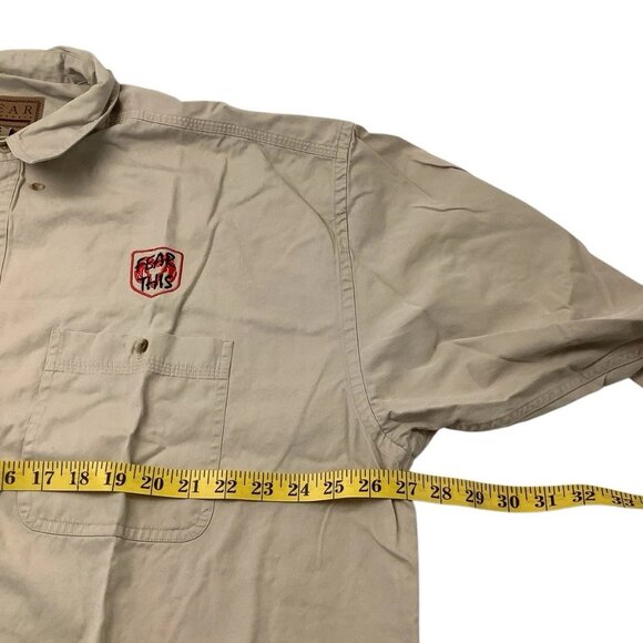 Gear For Sports Fear This Logo Button Up Long Sleeve Shirt Men's Size 2XL Khaki - Picture 9 of 10